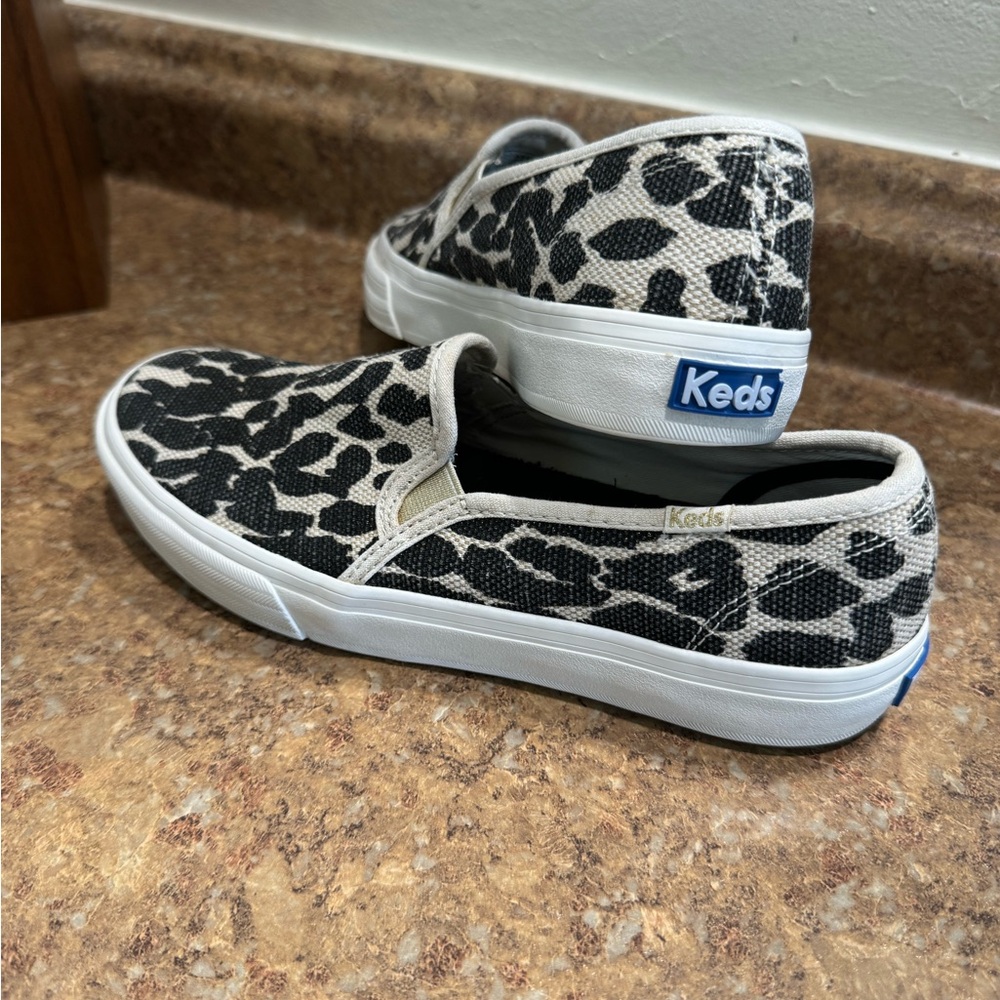 Keds Leopard Woven Canvas Slip On Sneakers